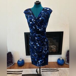 Ralph Lauren Navy and White Midi Dress